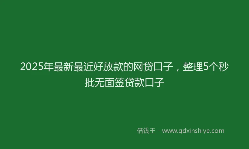 2025年最新最近好放款的网贷口子，整理5个秒批无面签贷款口子