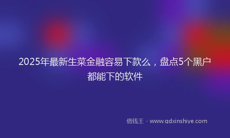 2025年最新生菜金融容易下款么，盘点5个黑户都能下的软件
