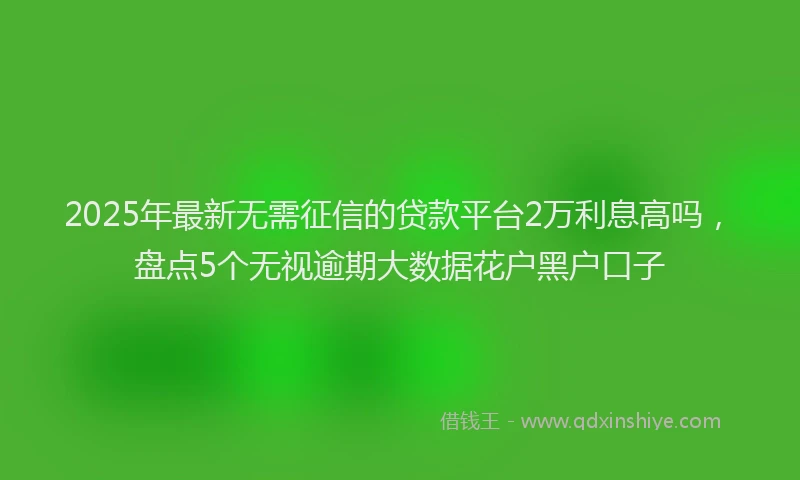 2025年最新无需征信的贷款平台2万利息高吗，盘点5个无视逾期大数据花户黑户口子