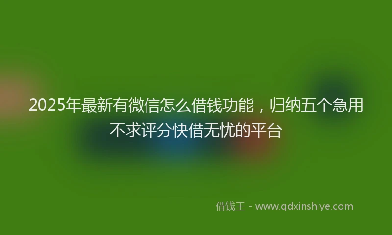 2025年最新有微信怎么借钱功能，归纳五个急用不求评分快借无忧的平台
