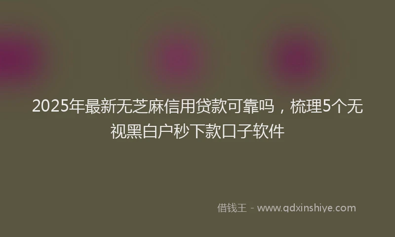 2025年最新无芝麻信用贷款可靠吗，梳理5个无视黑白户秒下款口子软件