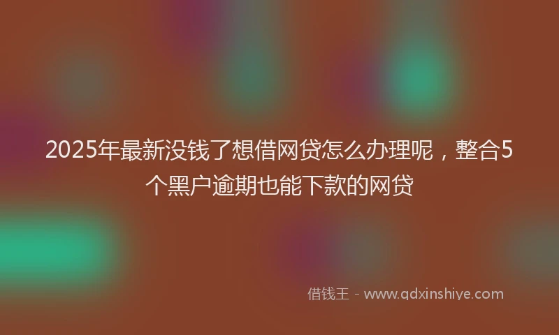 2025年最新没钱了想借网贷怎么办理呢，整合5个黑户逾期也能下款的网贷