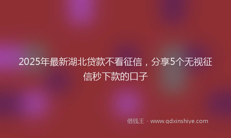 2025年最新湖北贷款不看征信，分享5个无视征信秒下款的口子