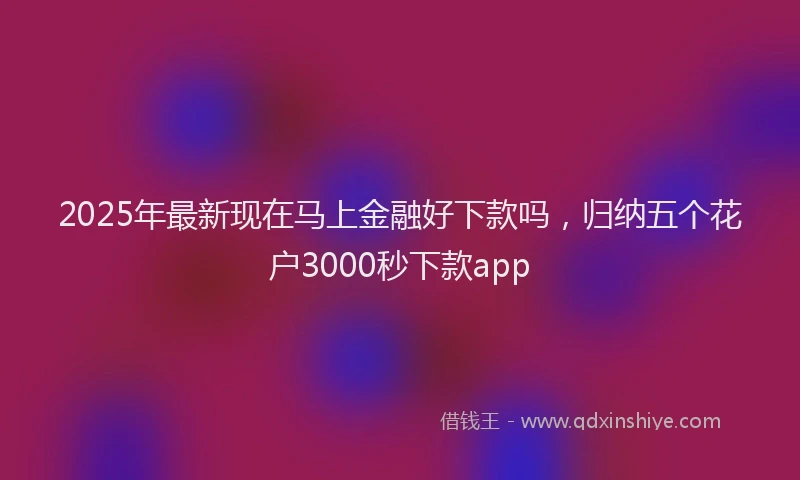 2025年最新现在马上金融好下款吗，归纳五个花户3000秒下款app