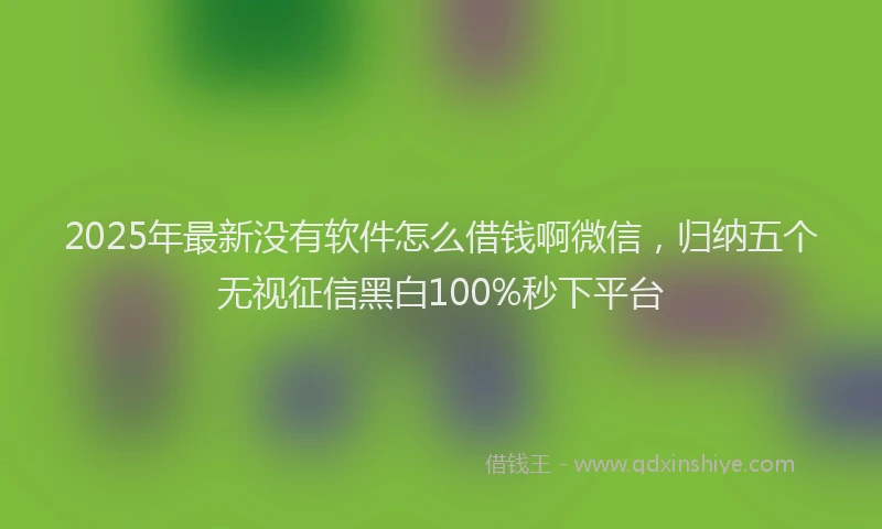 2025年最新没有软件怎么借钱啊微信，归纳五个无视征信黑白100%秒下平台