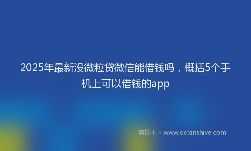 2025年最新没微粒贷微信能借钱吗，概括5个手机上可以借钱的app
