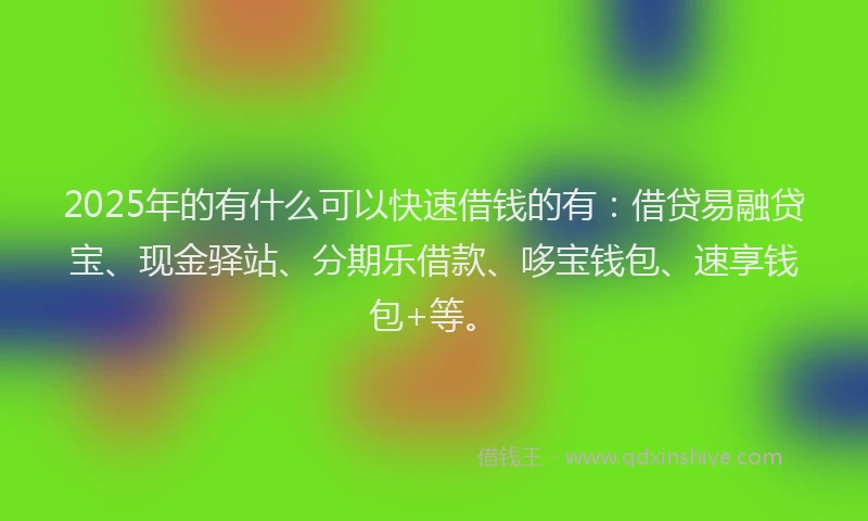 2025年的有什么可以快速借钱的有：借贷易融贷宝、现金驿站、分期乐借款、哆宝钱包、速享钱包+等。