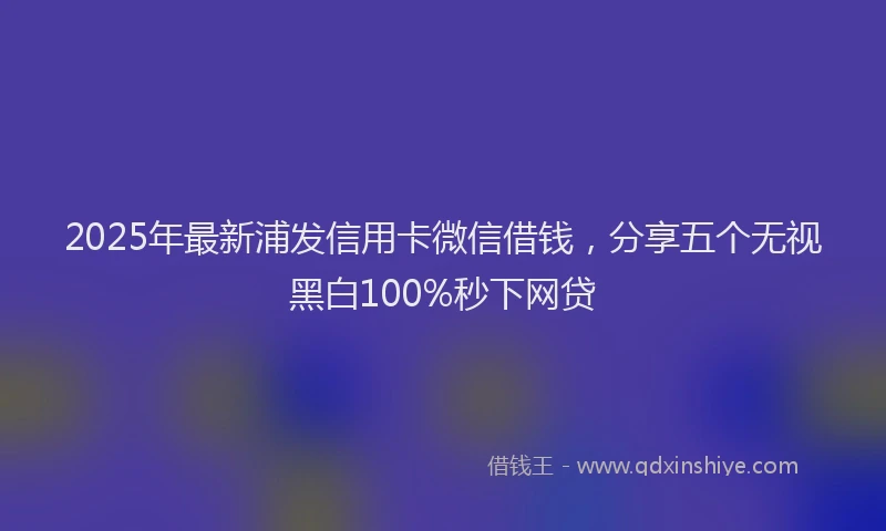 2025年最新浦发信用卡微信借钱，分享五个无视黑白100%秒下网贷