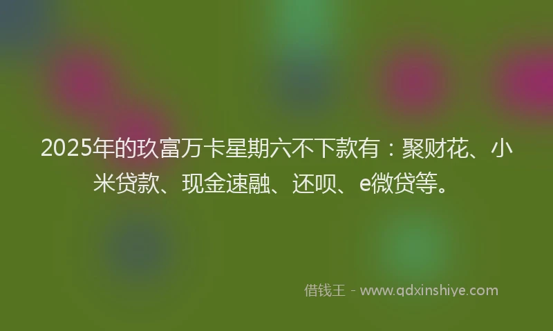 2025年的玖富万卡星期六不下款有：聚财花、小米贷款、现金速融、还呗、e微贷等。