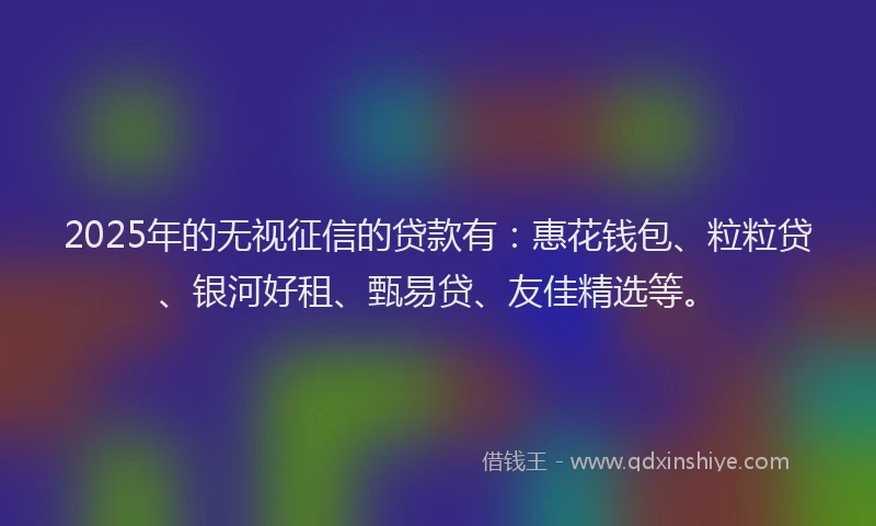 2025年的无视征信的贷款有：惠花钱包、粒粒贷、银河好租、甄易贷、友佳精选等。