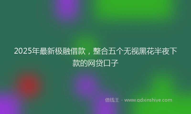 2025年最新极融借款，整合五个无视黑花半夜下款的网贷口子