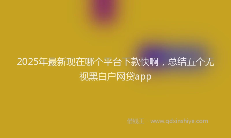 2025年最新现在哪个平台下款快啊，总结五个无视黑白户网贷app