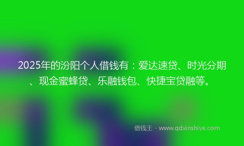2025年的汾阳个人借钱有：爱达速贷、时光分期、现金蜜蜂贷、乐融钱包、快捷宝贷融等。