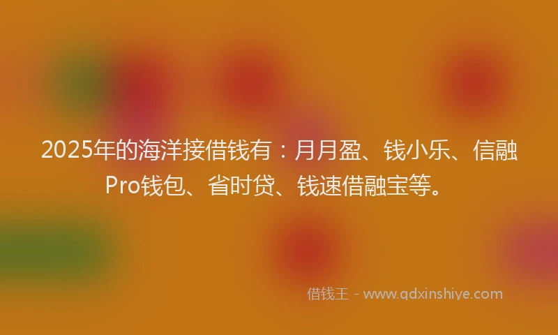 2025年的海洋接借钱有：月月盈、钱小乐、信融Pro钱包、省时贷、钱速借融宝等。