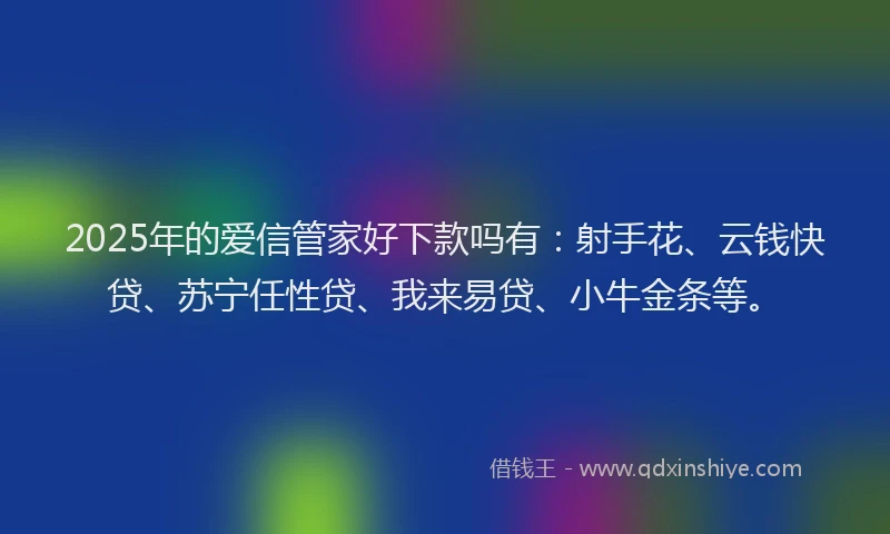 2025年的爱信管家好下款吗有：射手花、云钱快贷、苏宁任性贷、我来易贷、小牛金条等。