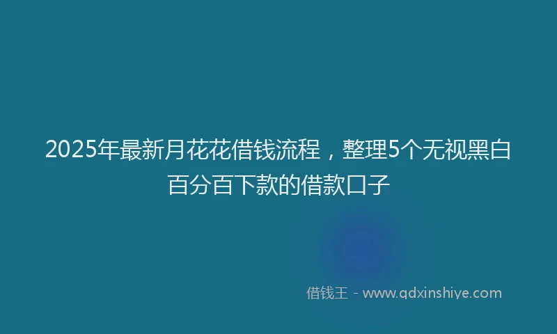 2025年最新月花花借钱流程，整理5个无视黑白百分百下款的借款口子