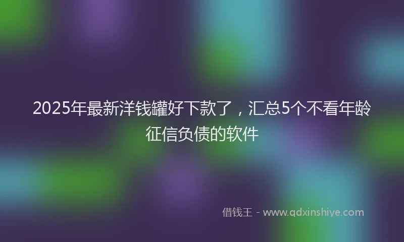 2025年最新洋钱罐好下款了，汇总5个不看年龄征信负债的软件
