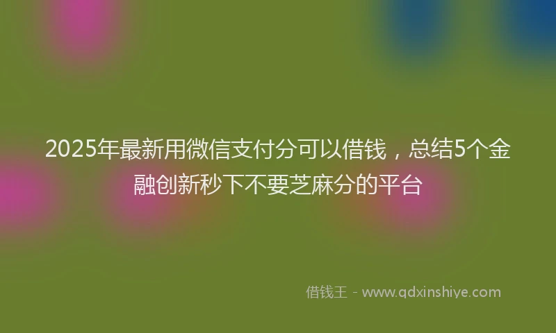 2025年最新用微信支付分可以借钱，总结5个金融创新秒下不要芝麻分的平台