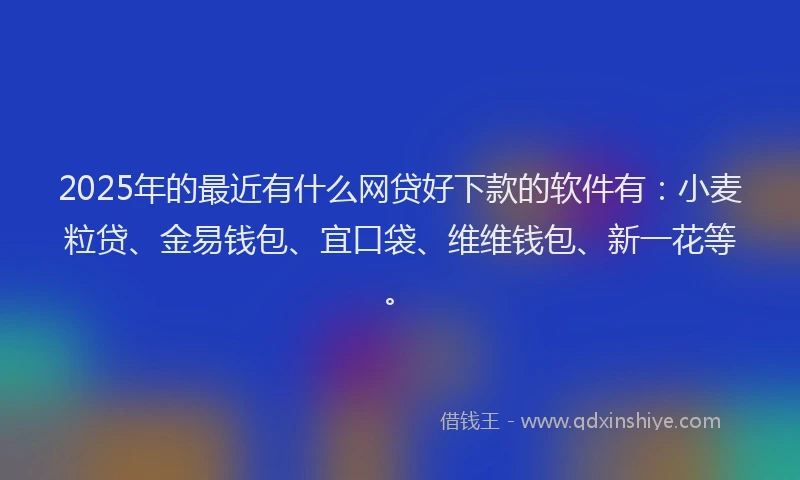 2025年的最近有什么网贷好下款的软件有：小麦粒贷、金易钱包、宜口袋、维维钱包、新一花等。