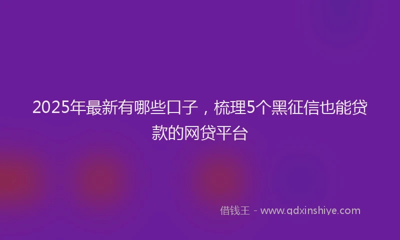 2025年最新有哪些口子，梳理5个黑征信也能贷款的网贷平台