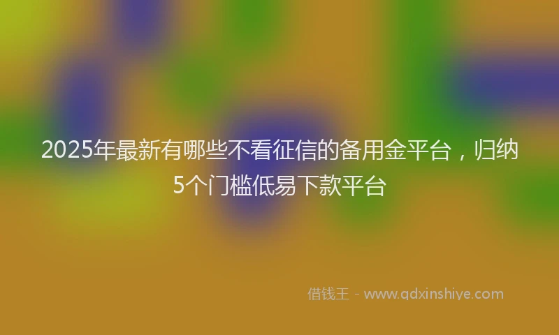 2025年最新有哪些不看征信的备用金平台，归纳5个门槛低易下款平台
