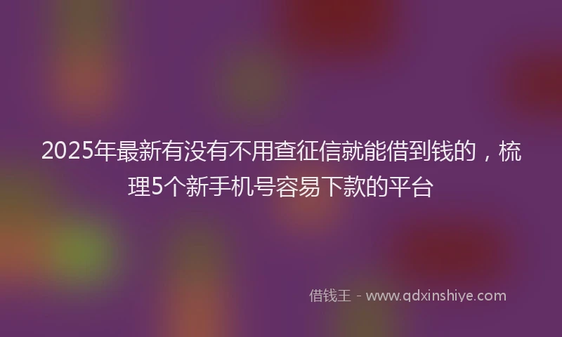 2025年最新有没有不用查征信就能借到钱的，梳理5个新手机号容易下款的平台