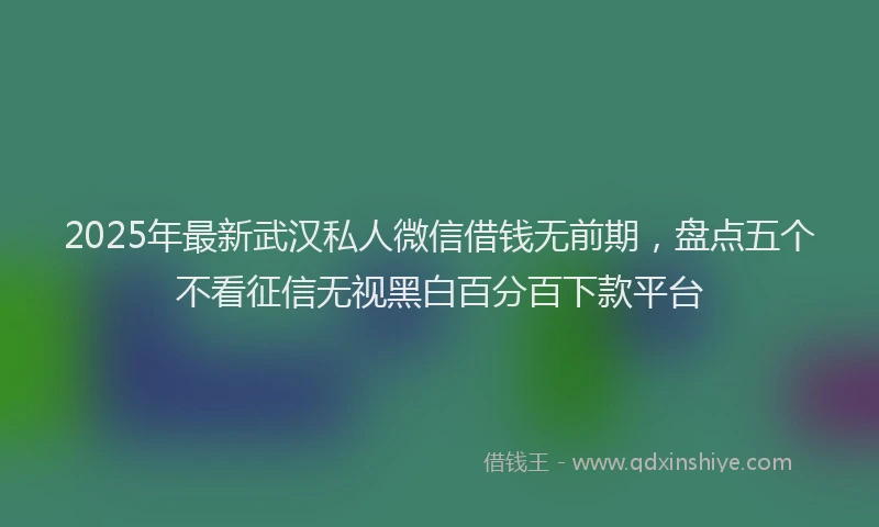 2025年最新武汉私人微信借钱无前期，盘点五个不看征信无视黑白百分百下款平台