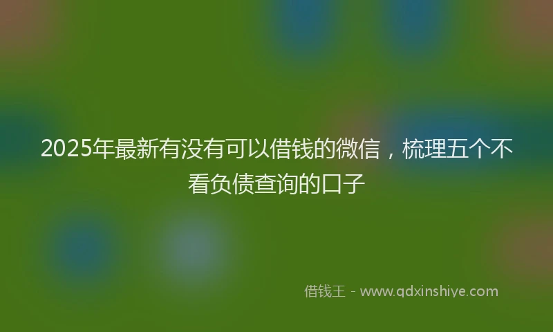 2025年最新有没有可以借钱的微信，梳理五个不看负债查询的口子