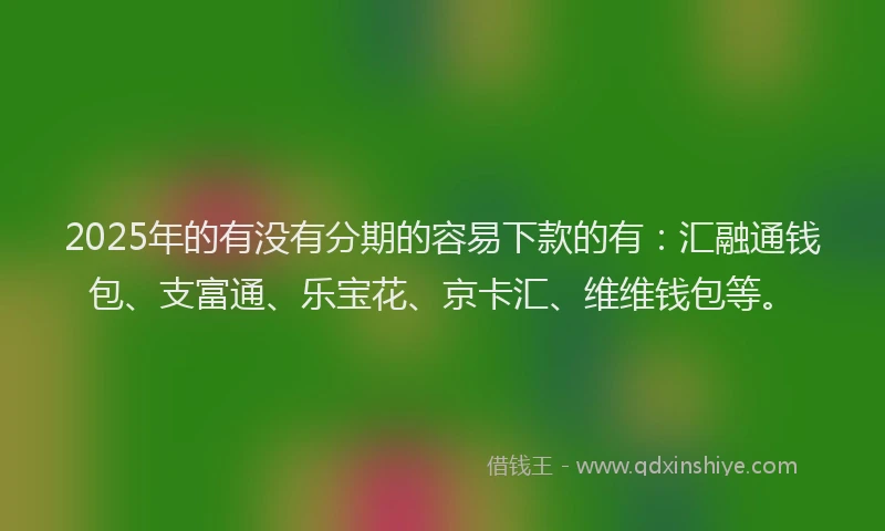 2025年的有没有分期的容易下款的有：汇融通钱包、支富通、乐宝花、京卡汇、维维钱包等。