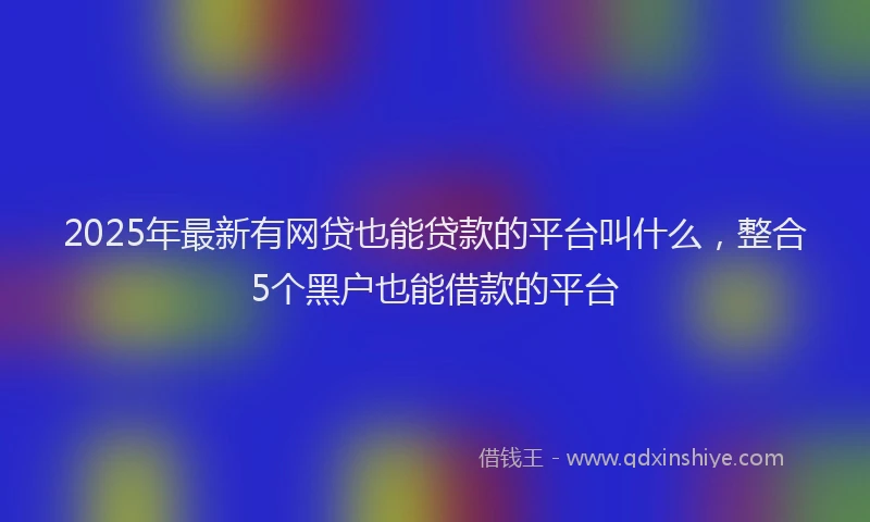 2025年最新有网贷也能贷款的平台叫什么，整合5个黑户也能借款的平台