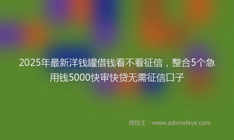 2025年最新洋钱罐借钱看不看征信，整合5个急用钱5000快审快贷无需征信口子