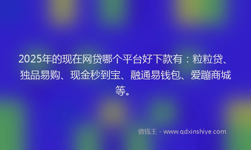 2025年的现在网贷哪个平台好下款有：粒粒贷、独品易购、现金秒到宝、融通易钱包、爱蹦商城等。