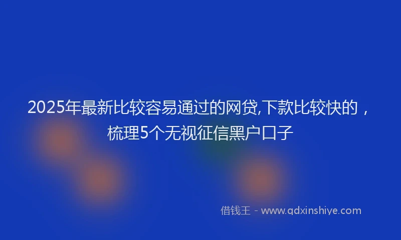 2025年最新比较容易通过的网贷,下款比较快的，梳理5个无视征信黑户口子