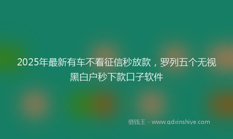 2025年最新有车不看征信秒放款，罗列五个无视黑白户秒下款口子软件