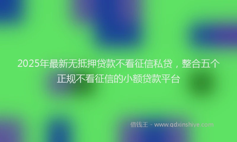 2025年最新无抵押贷款不看征信私贷，整合五个正规不看征信的小额贷款平台
