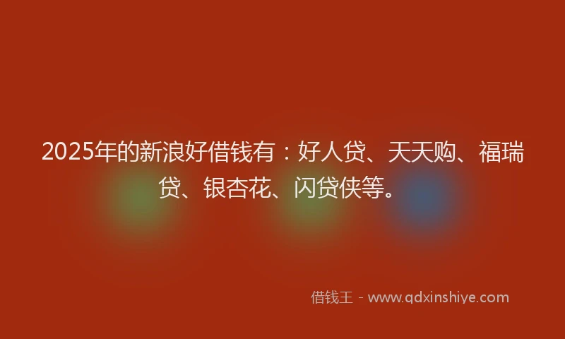 2025年的新浪好借钱有：好人贷、天天购、福瑞贷、银杏花、闪贷侠等。