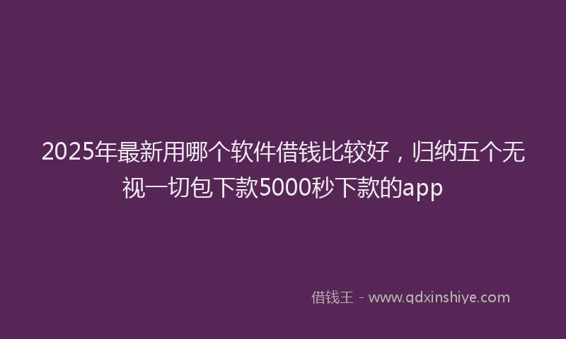 2025年最新用哪个软件借钱比较好，归纳五个无视一切包下款5000秒下款的app