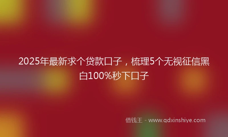 2025年最新求个贷款口子，梳理5个无视征信黑白100%秒下口子