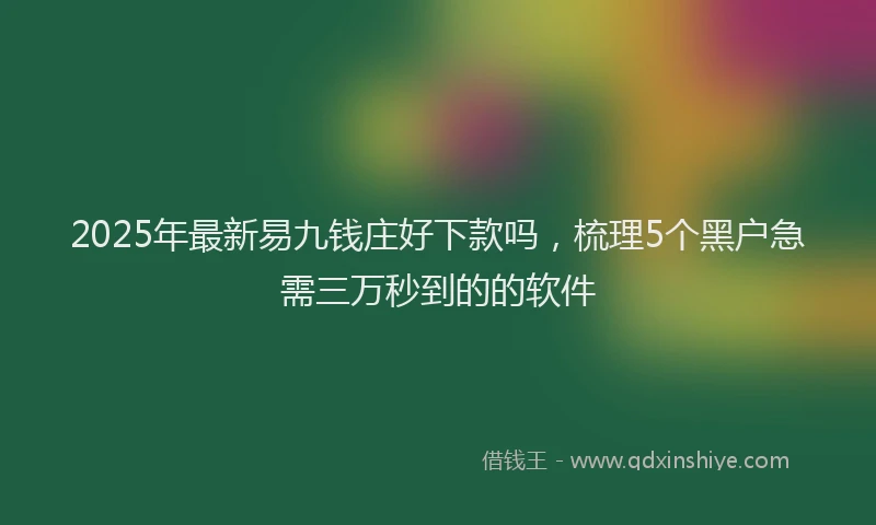 2025年最新易九钱庄好下款吗，梳理5个黑户急需三万秒到的的软件