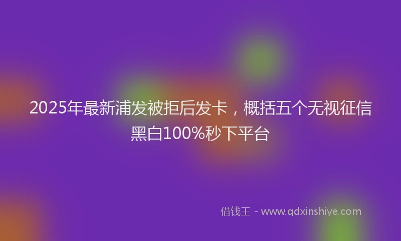 2025年最新浦发被拒后发卡，概括五个无视征信黑白100%秒下平台