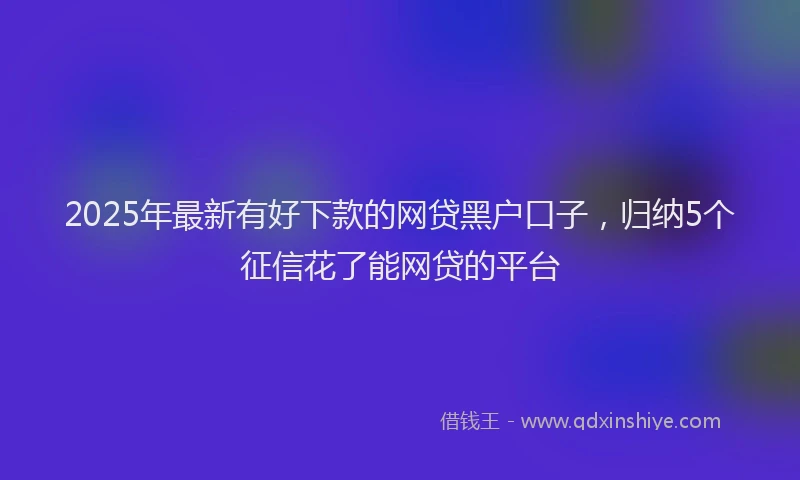 2025年最新有好下款的网贷黑户口子，归纳5个征信花了能网贷的平台