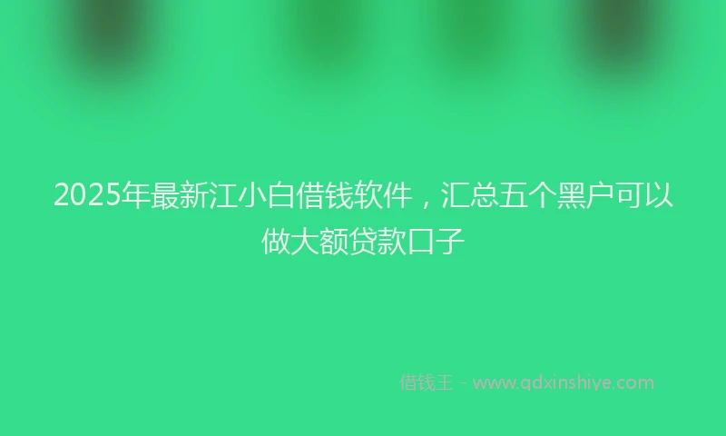 2025年最新江小白借钱软件，汇总五个黑户可以做大额贷款口子