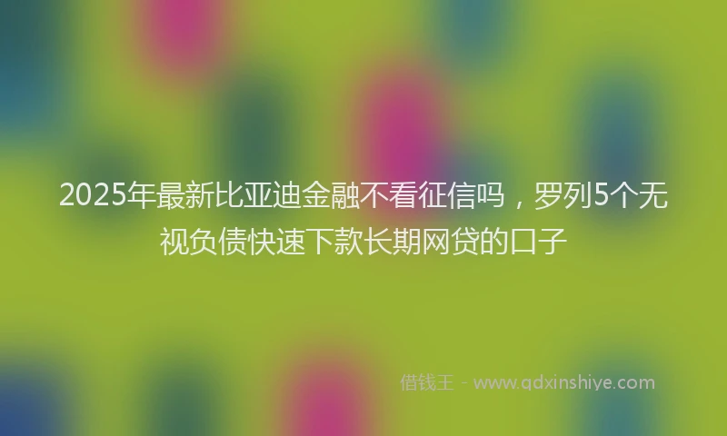 2025年最新比亚迪金融不看征信吗，罗列5个无视负债快速下款长期网贷的口子