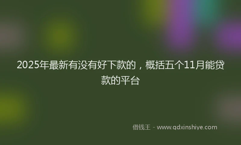 2025年最新有没有好下款的，概括五个11月能贷款的平台