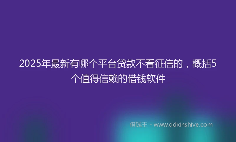 2025年最新有哪个平台贷款不看征信的，概括5个值得信赖的借钱软件