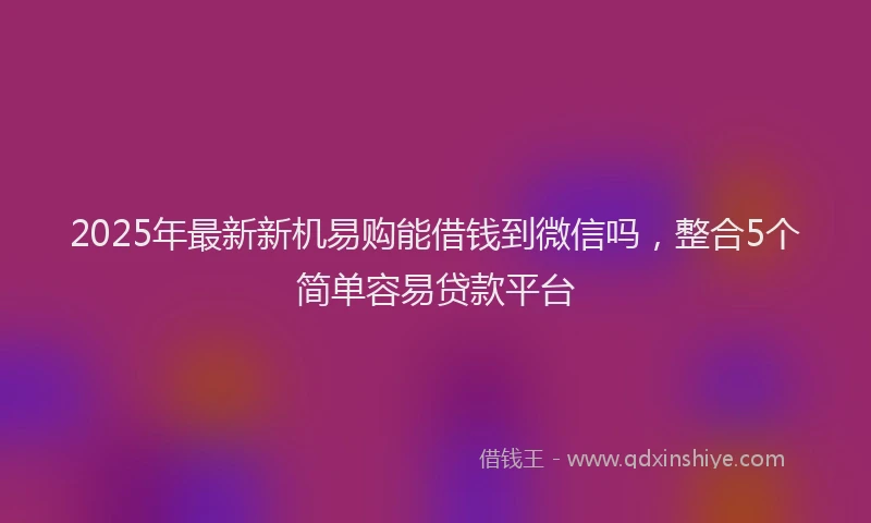 2025年最新新机易购能借钱到微信吗，整合5个简单容易贷款平台