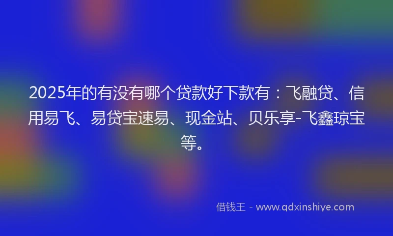 2025年的有没有哪个贷款好下款有：飞融贷、信用易飞、易贷宝速易、现金站、贝乐享-飞鑫琼宝等。