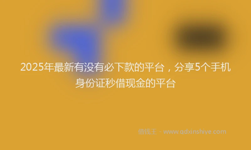 2025年最新有没有必下款的平台，分享5个手机身份证秒借现金的平台