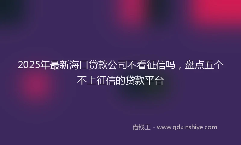 2025年最新海口贷款公司不看征信吗，盘点五个不上征信的贷款平台