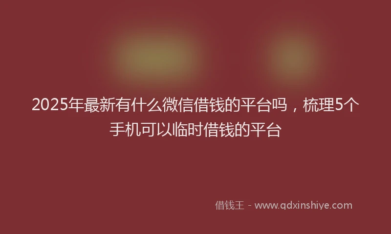 2025年最新有什么微信借钱的平台吗，梳理5个手机可以临时借钱的平台